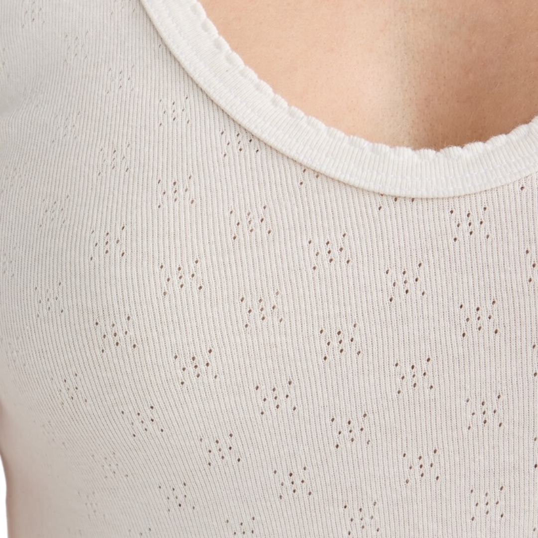 Scallop Edge Pointelle Tank in Cloud