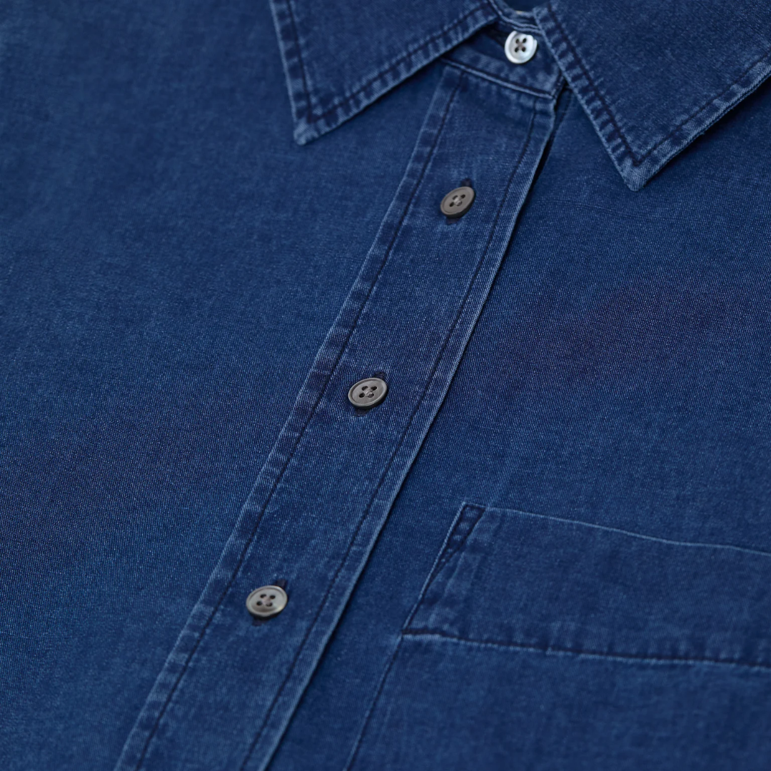 Short Denim Shirt in Dark Blue