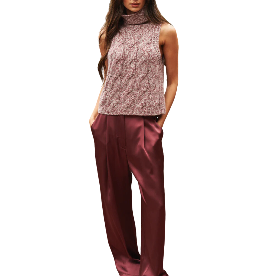 Saige Marled Cropped Turtleneck in Marled Cimarron
