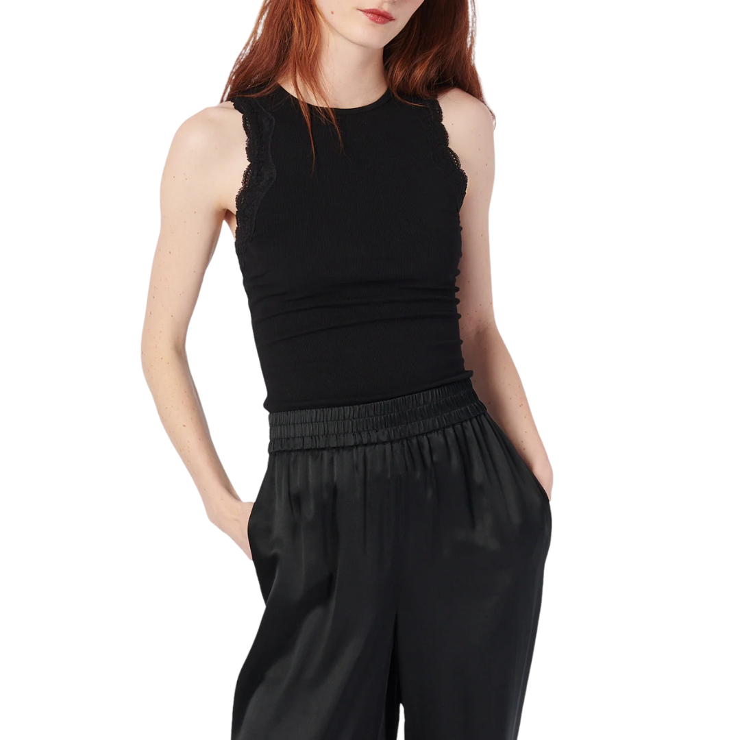 Rian Rib Knit Tank in Black