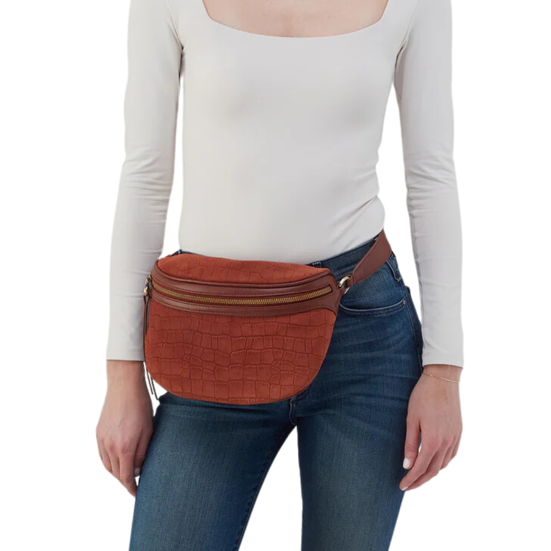 Juno Belt Bag in Sequoia Croc Emboss