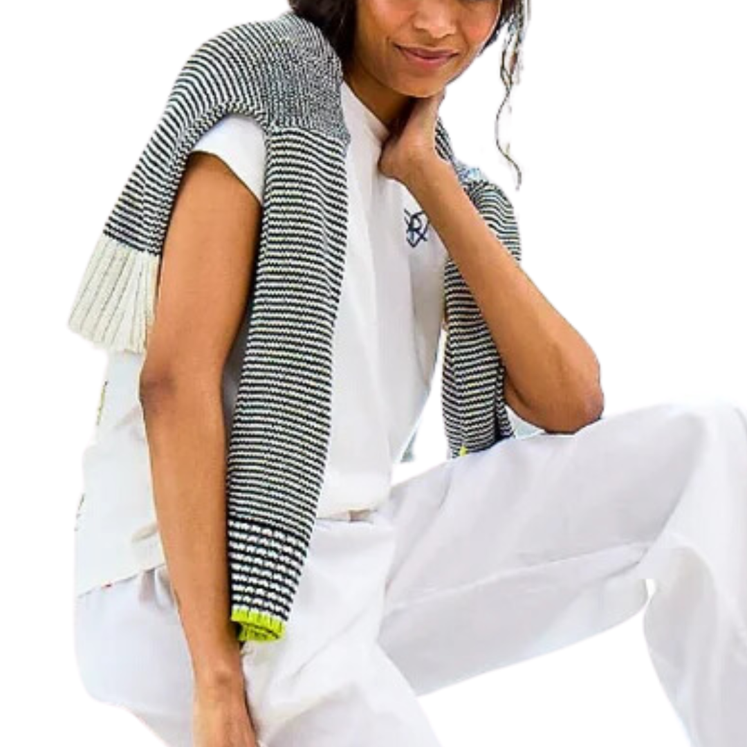 Summer Stripe Sweater in White/Indigo