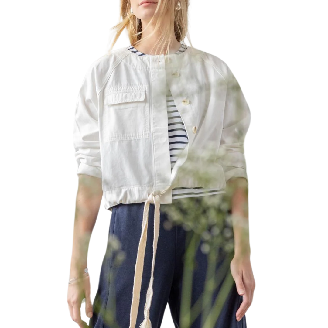 Drawstring Waist Jacket in White
