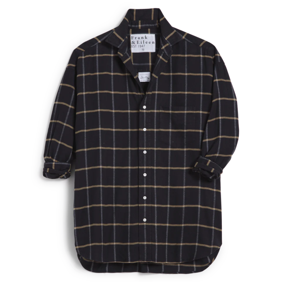 Shirley in Italian Flannel Black with Camel Windowpane