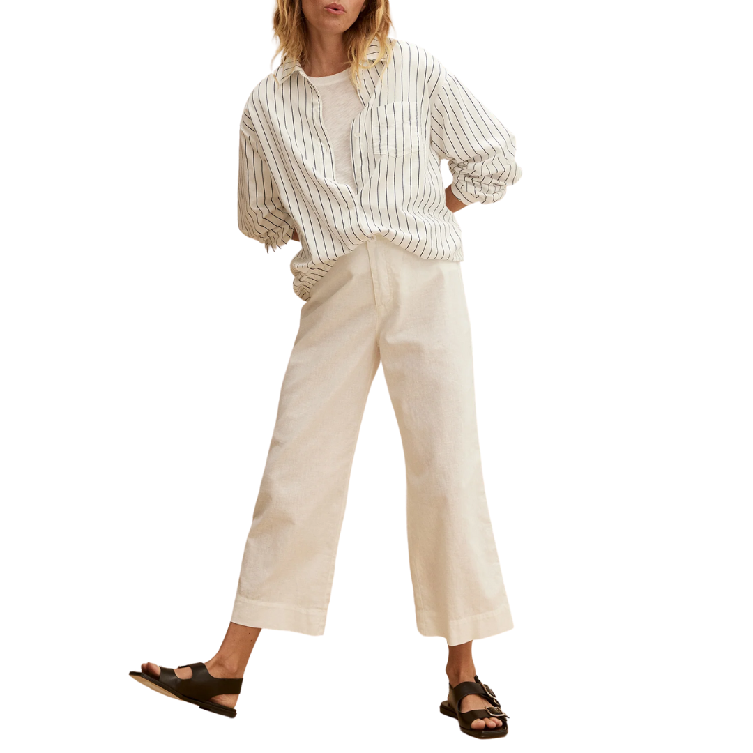 Geraldine Cropped Straight Leg Pant in White