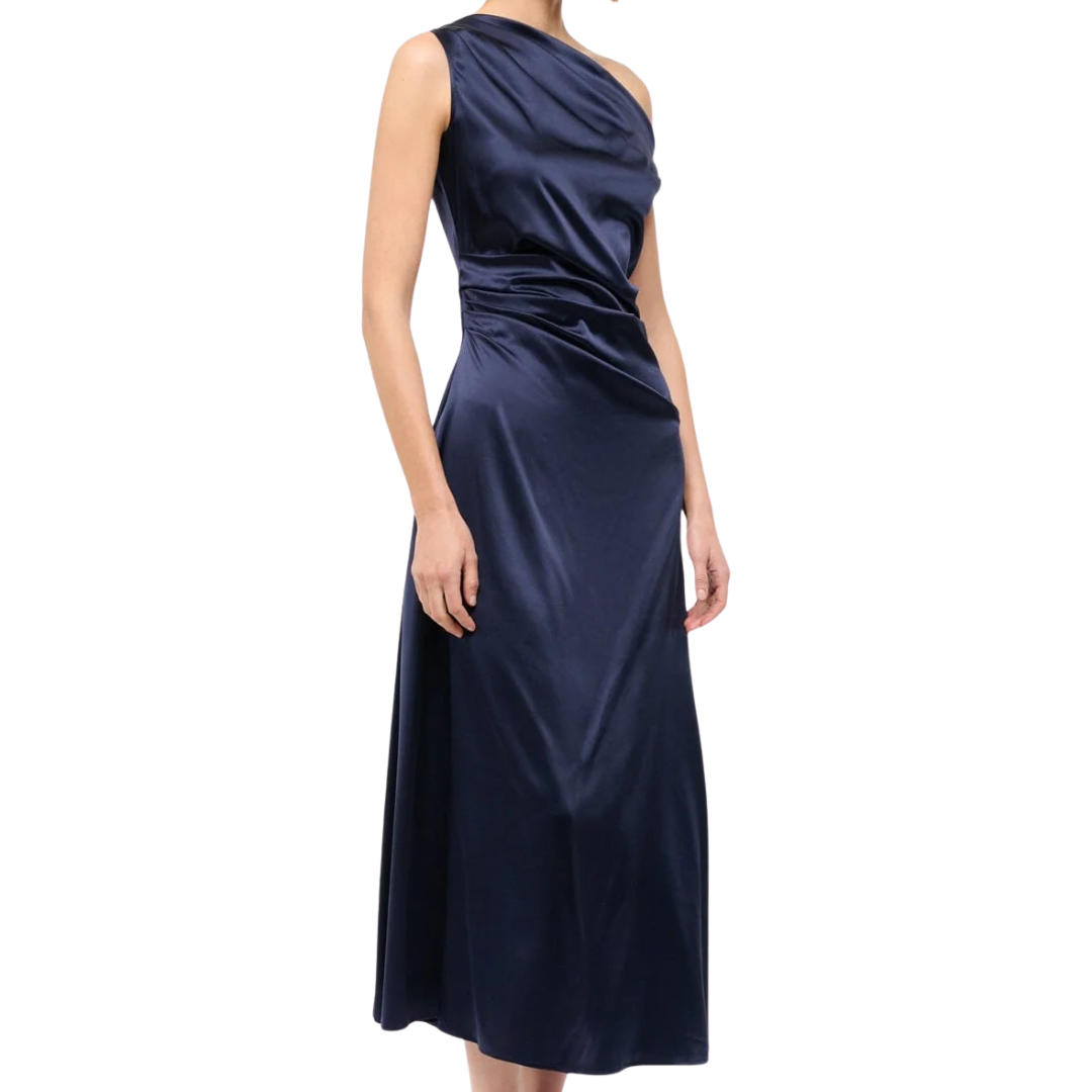 Phare Silk Dress in Navy