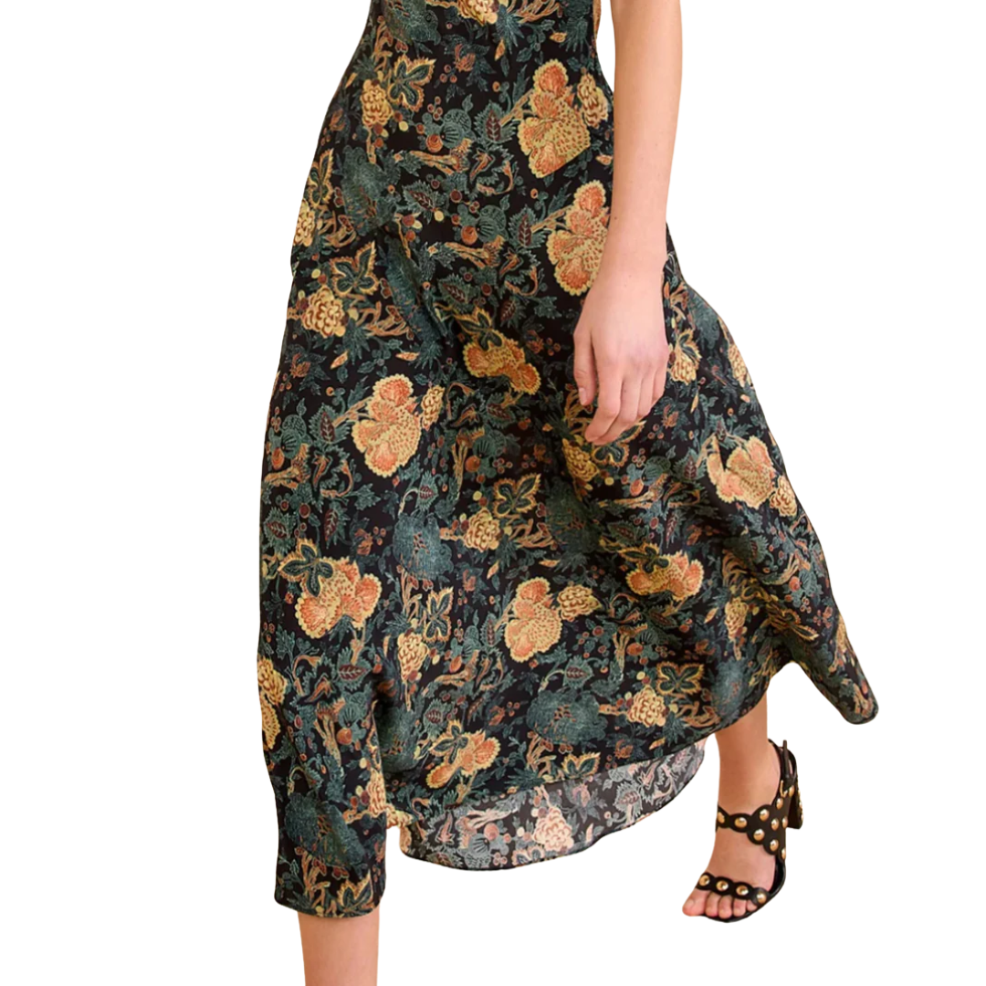 Mariam Bias Cut Dress in Nuit