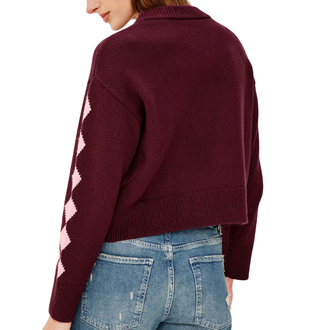 Mavie Cardigan in Garnet Daisy