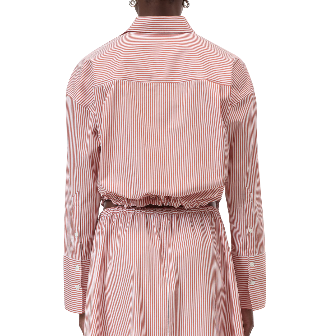 Gathered Shirt in Brick Red