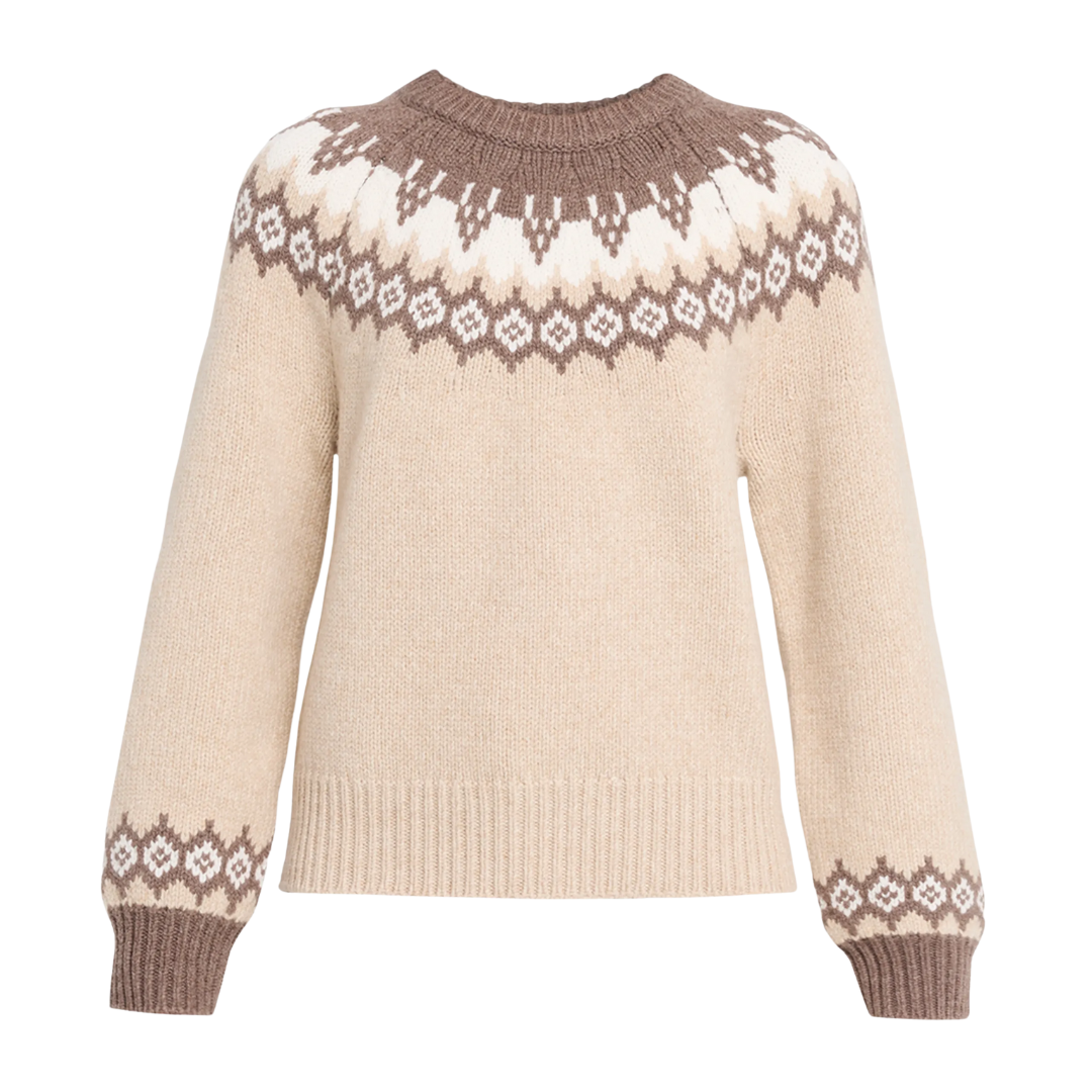 Beth Fairisle Raglan Sweater in Beige Multi