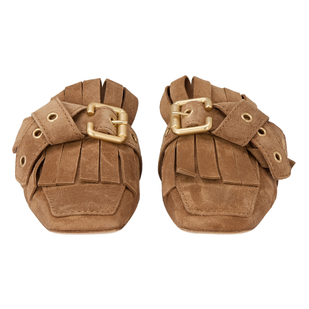 Leila Suede Flat in Golden Brown/Gold