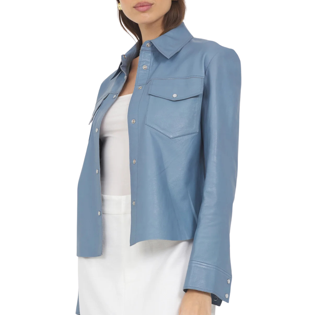 Rowan Vintage Leather Jacket in Ocean