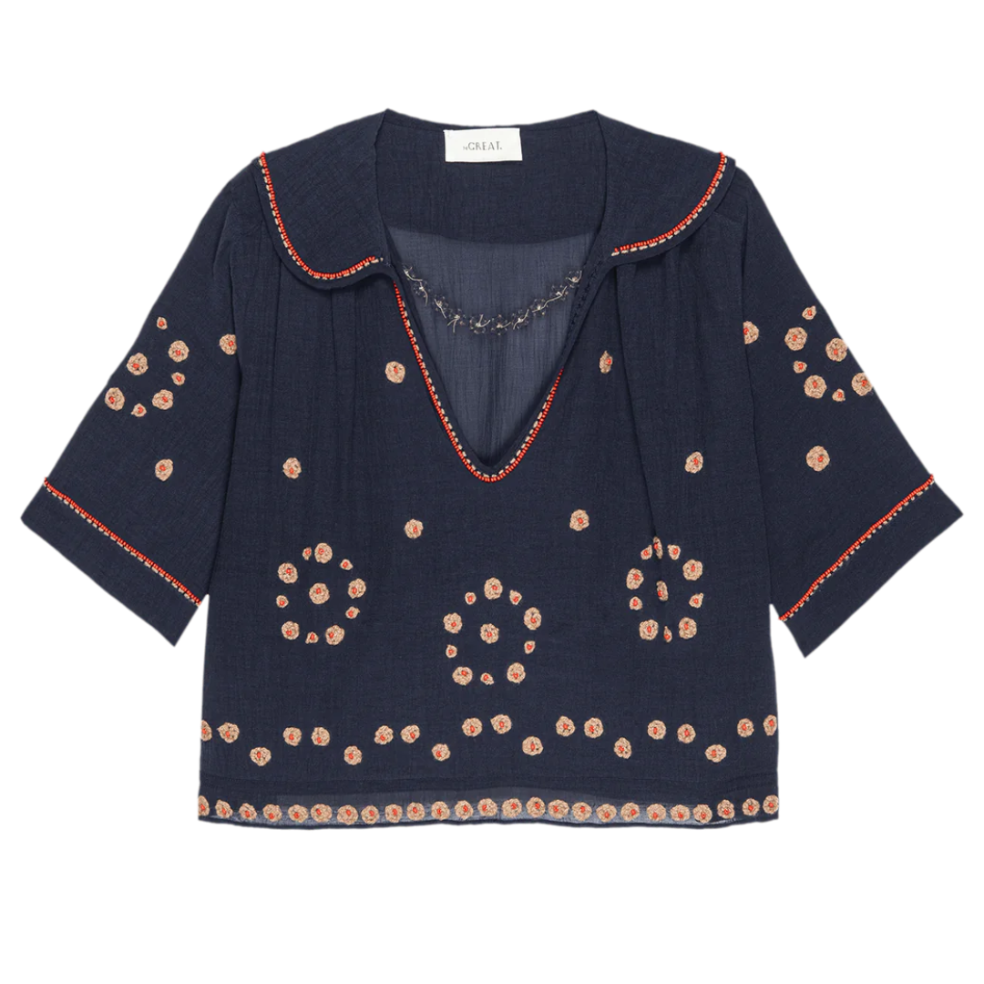 The Beaded Vintage Sailor Top in Navy