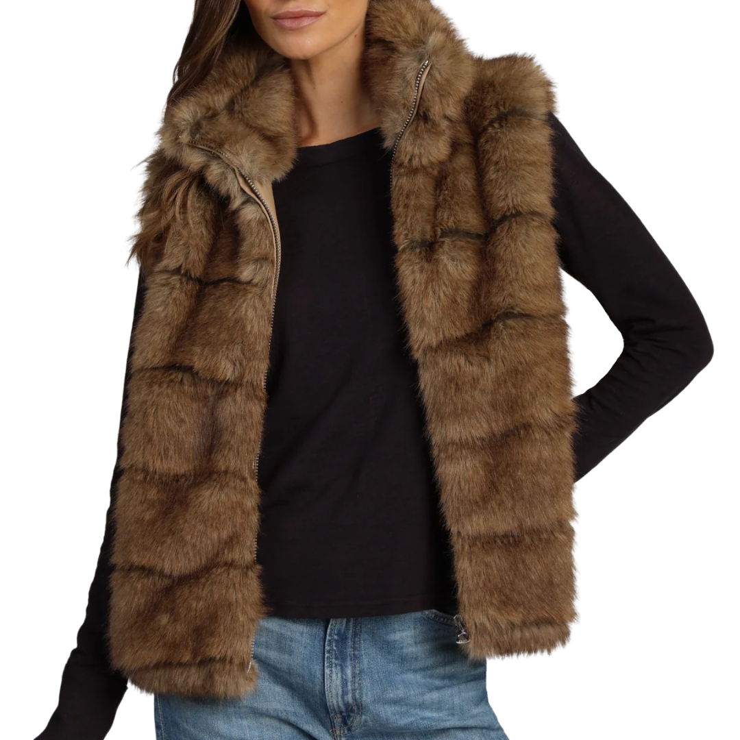 Luxe Fur Vest in Brown