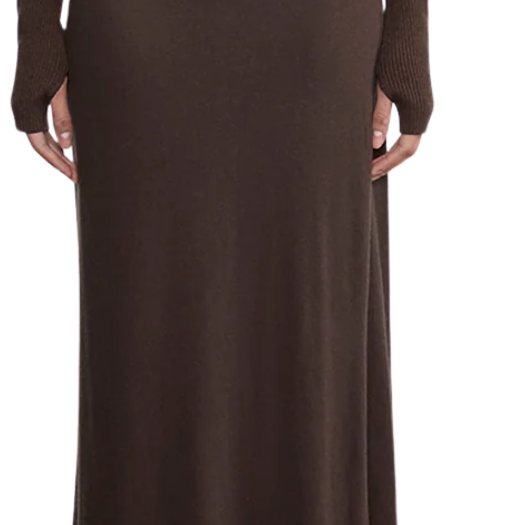 Cashmere Bias Skirt in Dark Brown