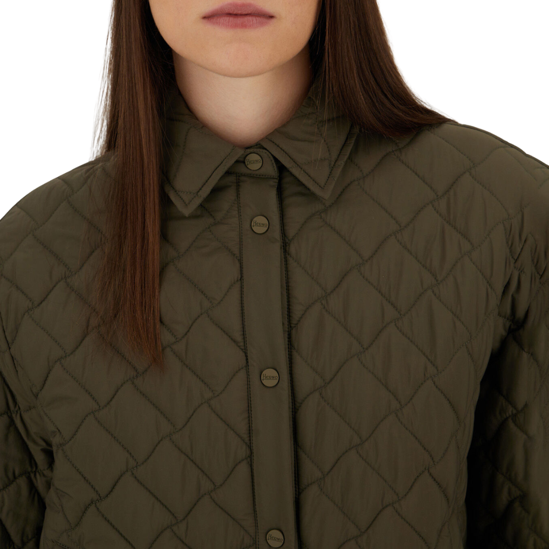 Ecoage Shacket in Green/Beige