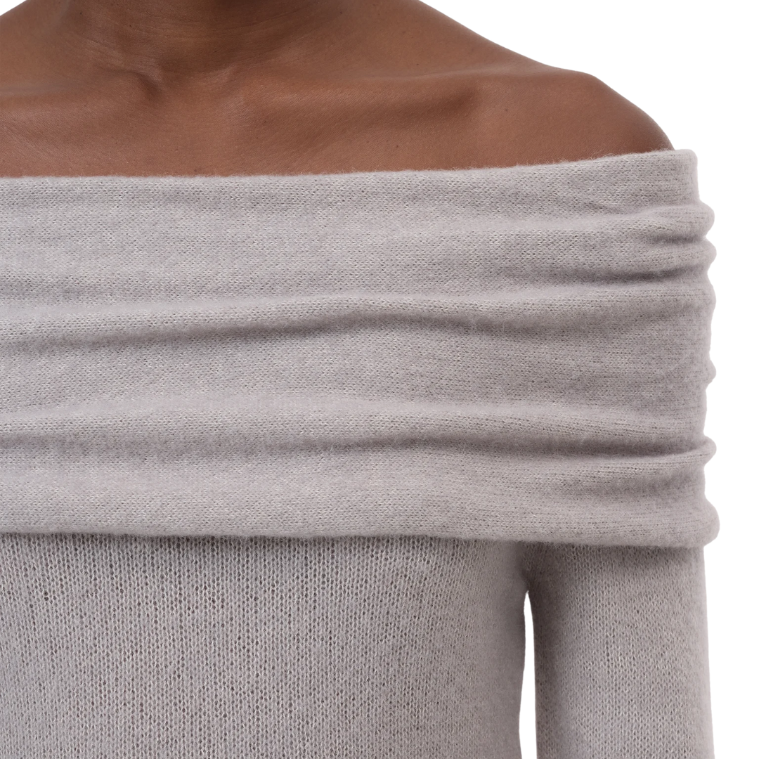 Wide Collar Long Sleeve in Silt Grey