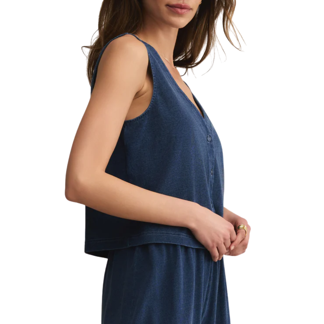 Solace Jersey Denim Top in Indigo