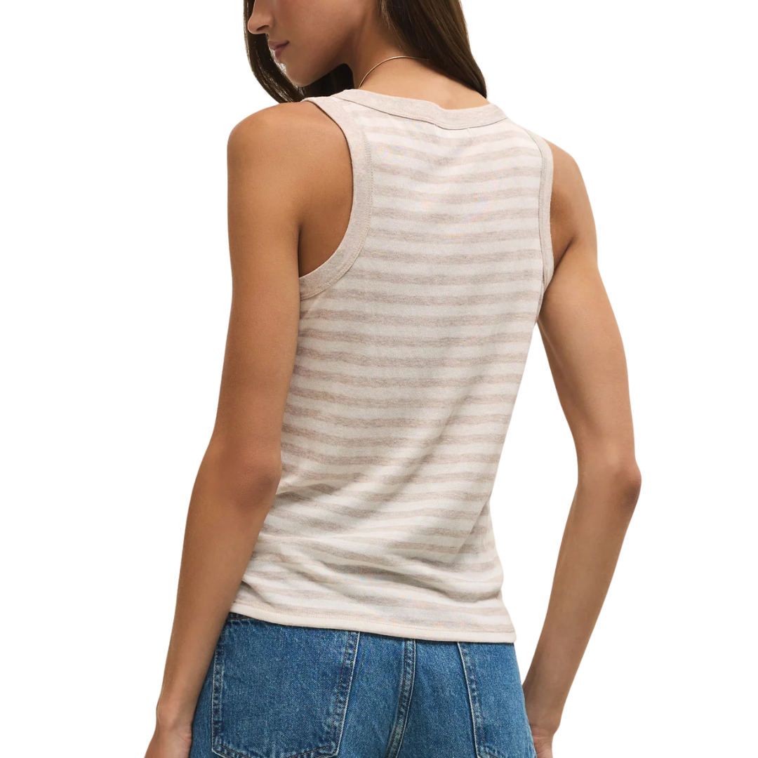 Select Striped Tank in Natural Heather