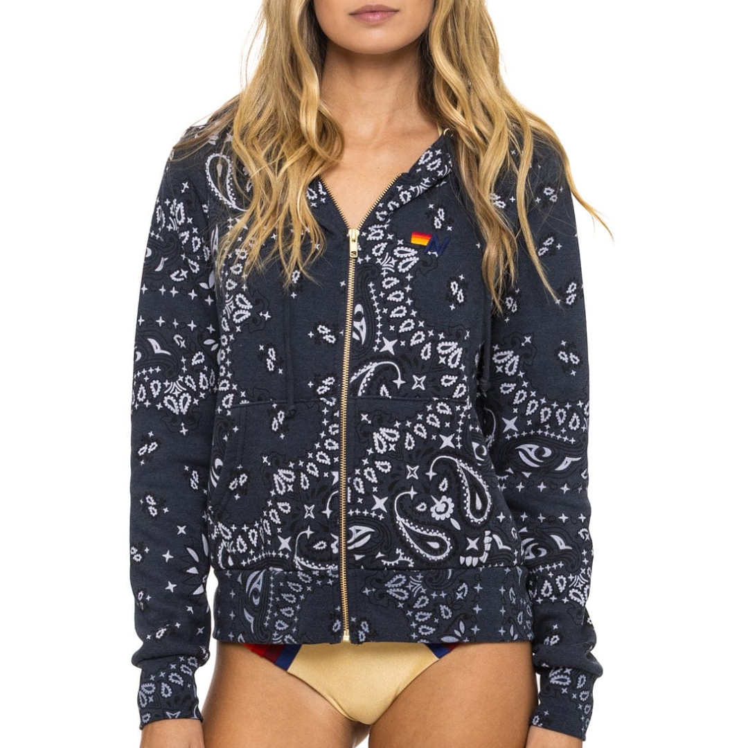 Bandana Zip Hoodie in Charcoal