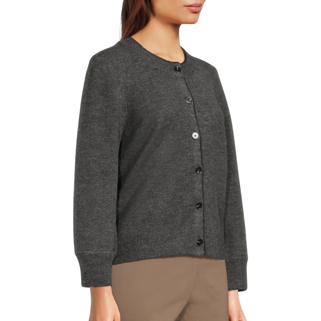 Parson Crew Cardi in Charcoal