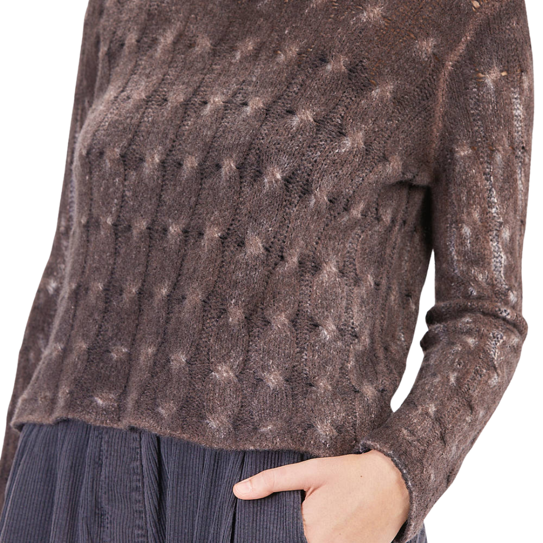 Braided Cashmere And Silk Pullover in Carruba