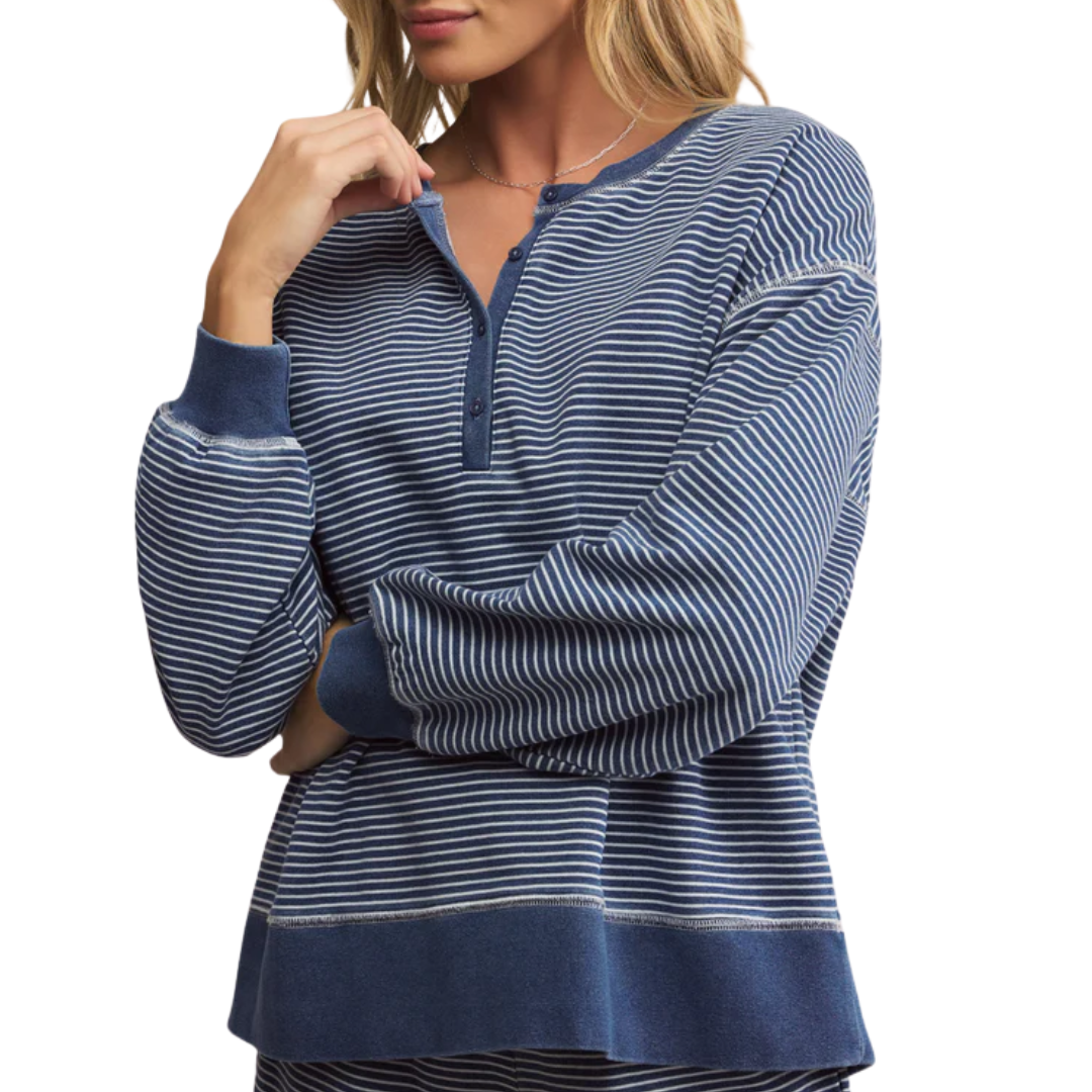 Apollo Striped Sweatshirt in Vintage Indigo