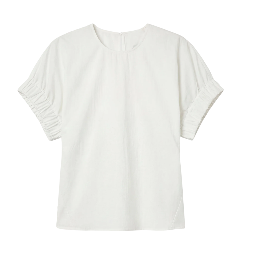 Roxanne Elasticated-Sleeve Blouse in White