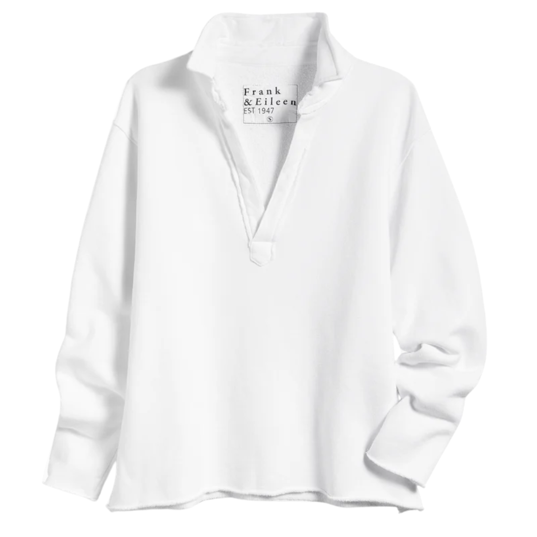 Patrick Popover Henley in White Triple Fleece
