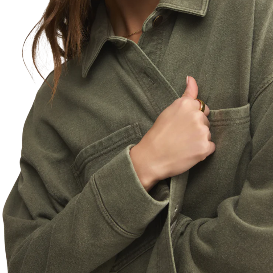 All Day Cropped Jacket in Hunter Green