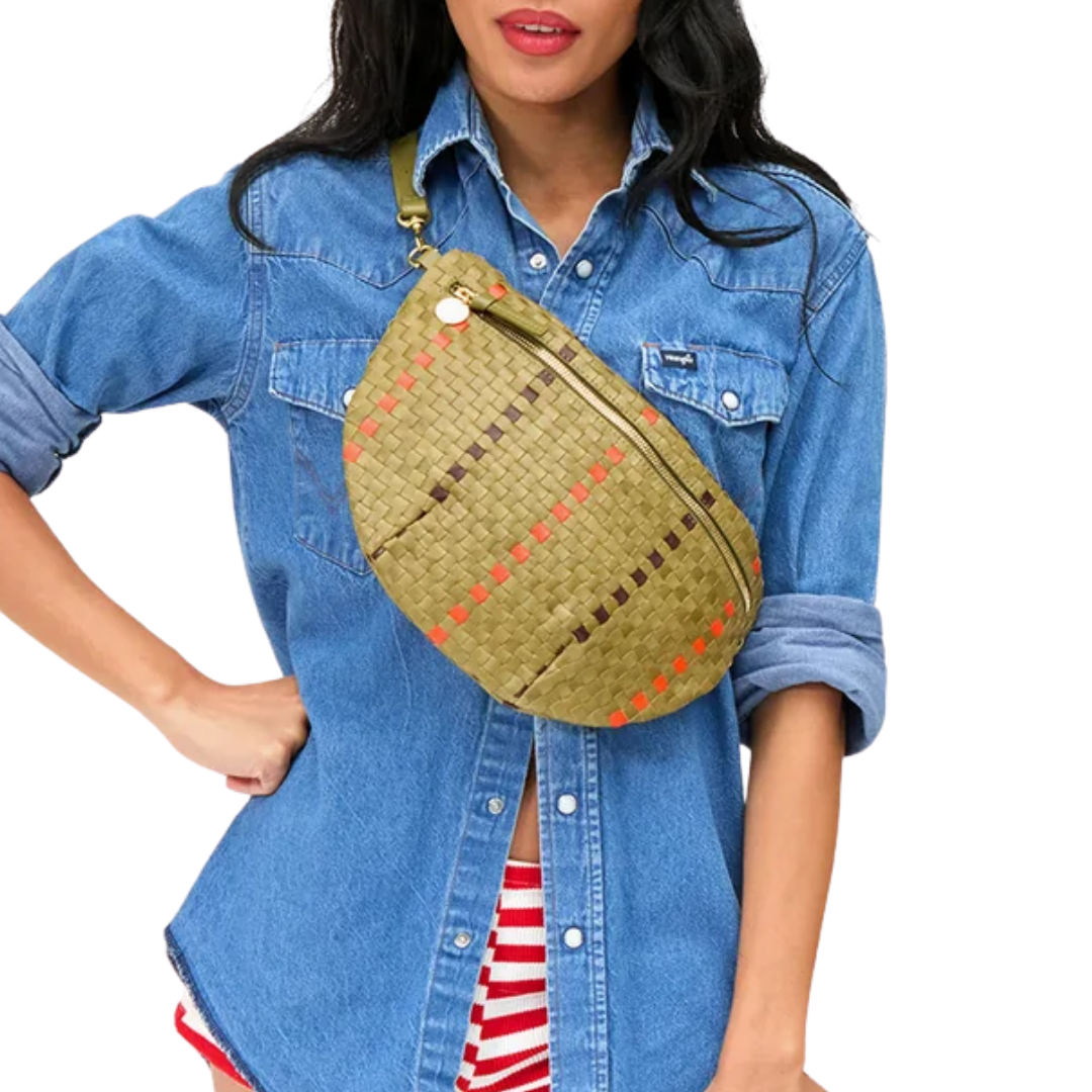 Grande Fanny in Olive Multi Woven Checker W/ Stripes