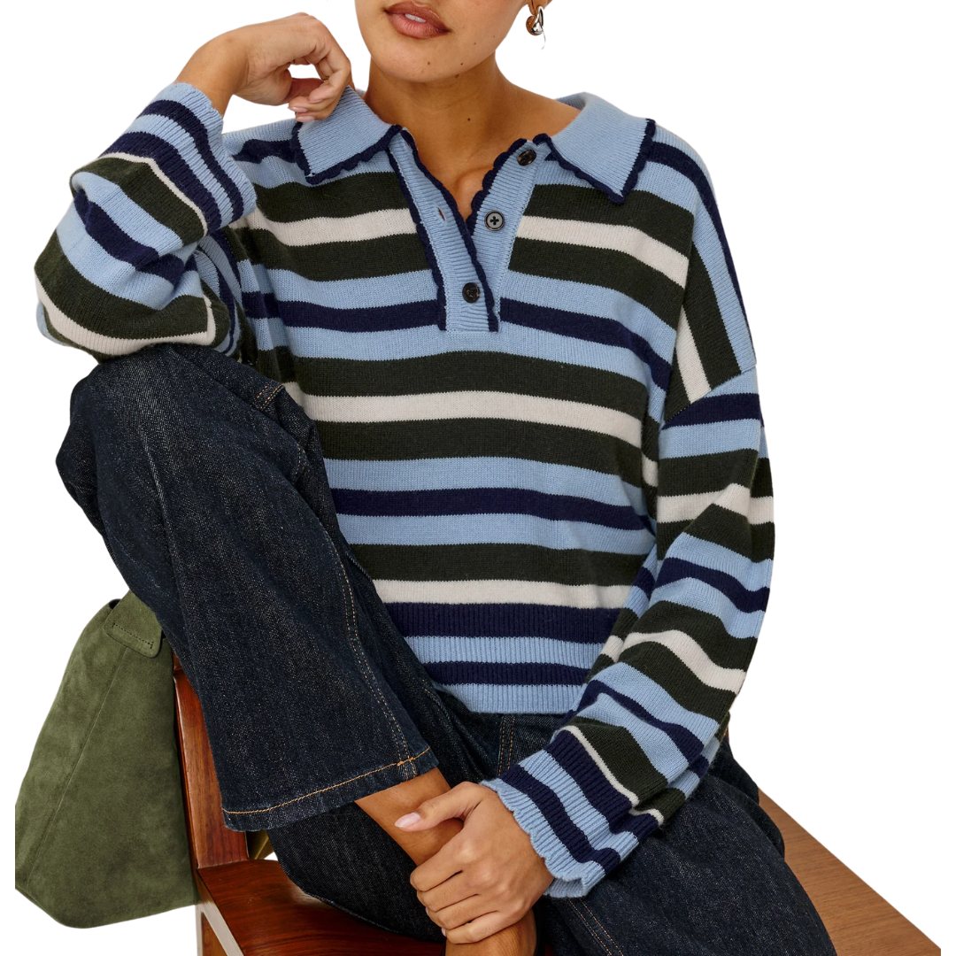 Delora Sweater in Sky Forest Stripe