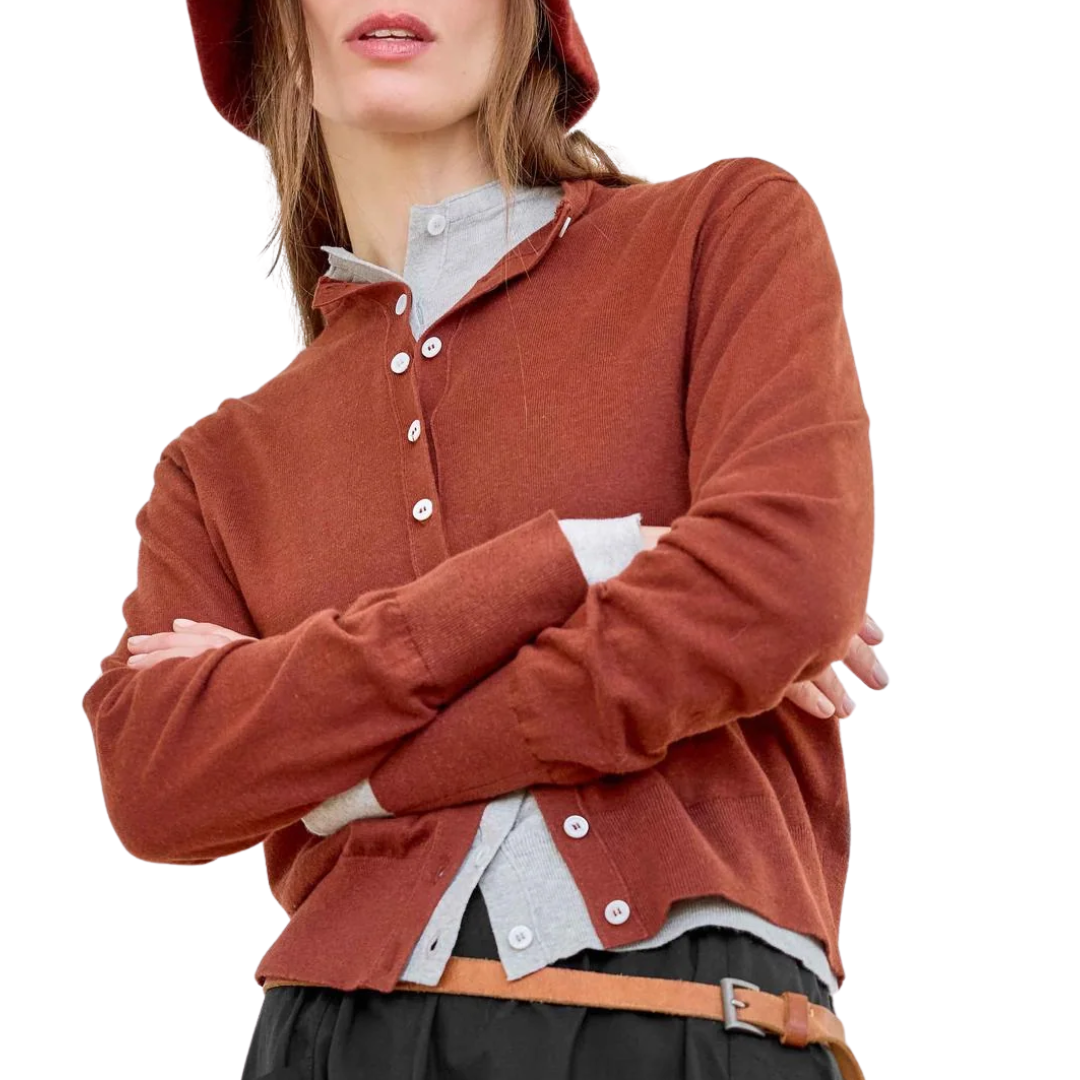 Funnel Neck Cardigan in Maplewood