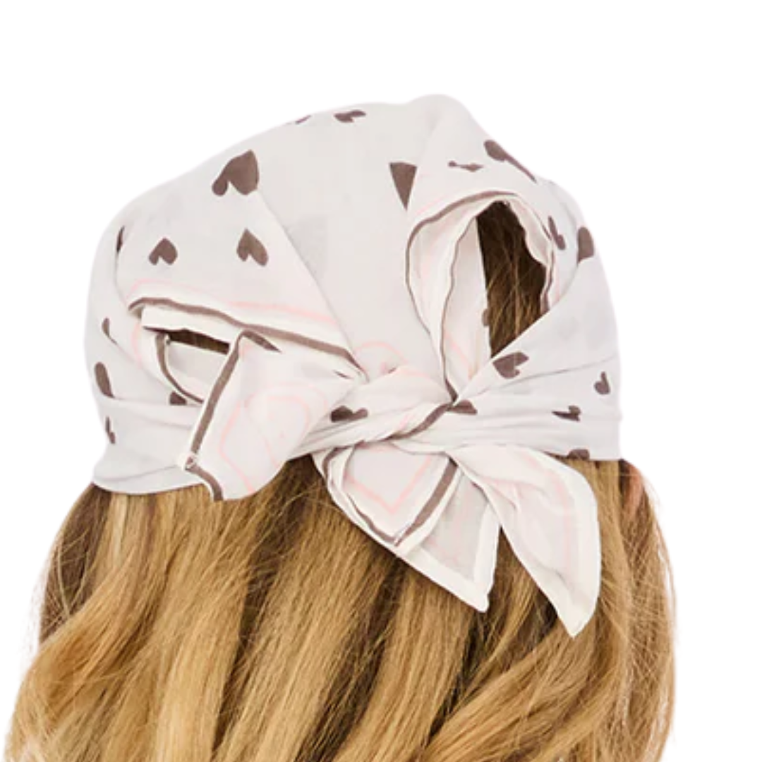 Drippy Heart Bandana in White