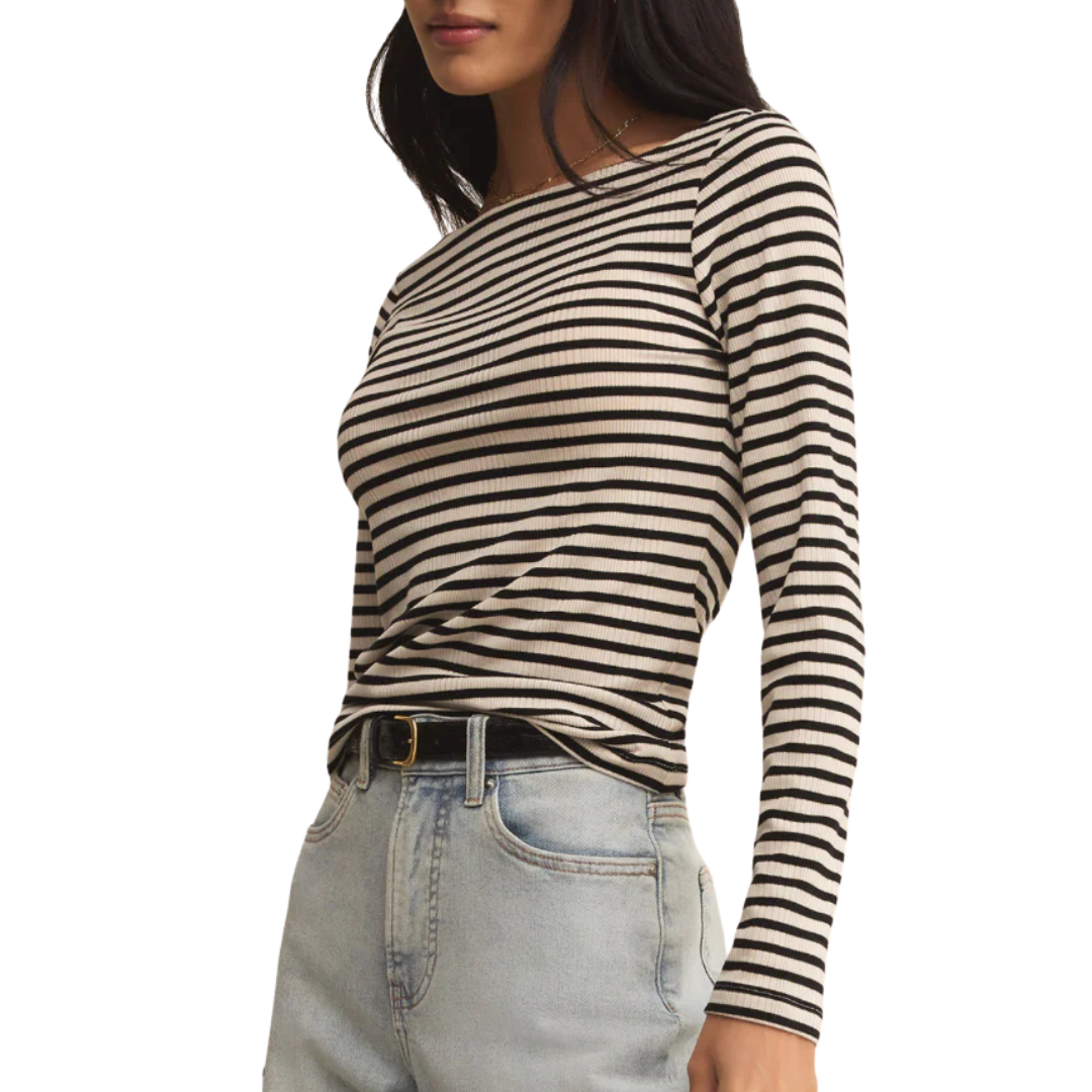 Pristine Striped Tee in Black