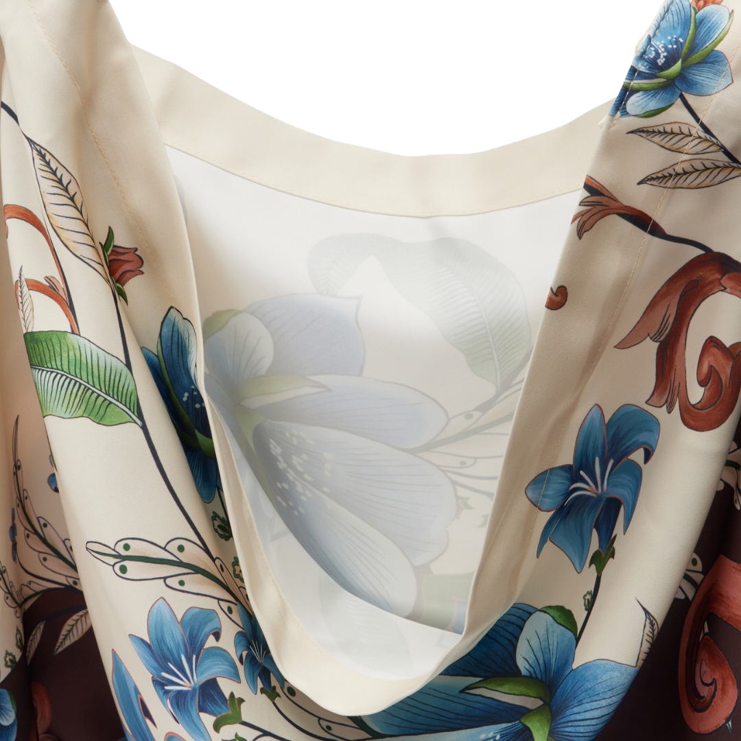 Satin Scarf Large Bag in Millena Off White