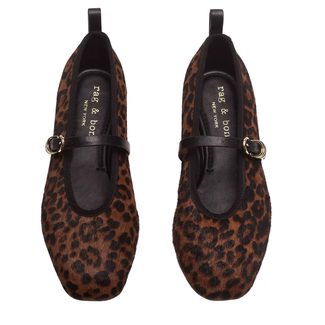Spire Mary Janes in Leopard Hair Calf