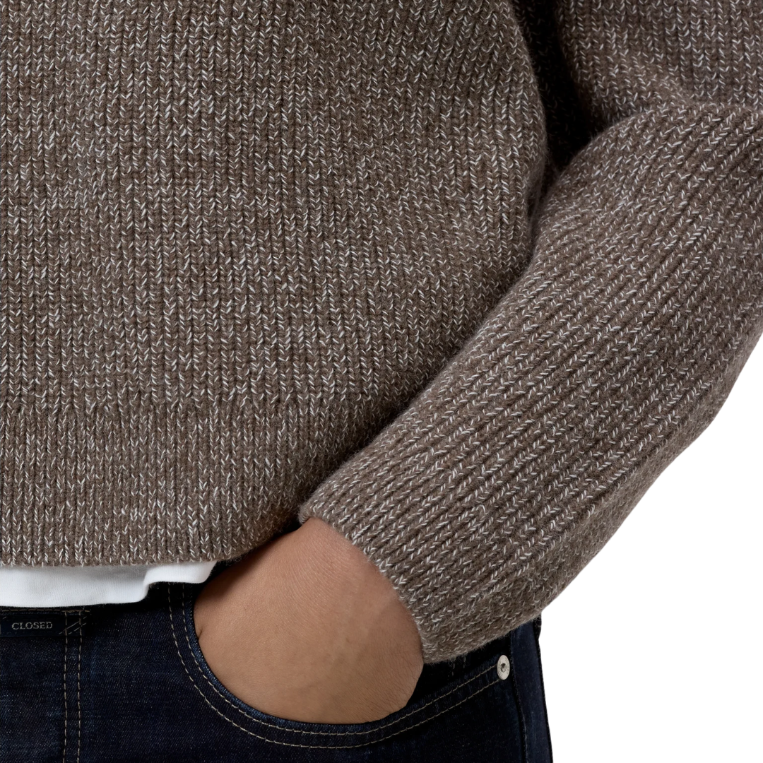 Wool-Blend Crewneck Jumper in Hazel Beige