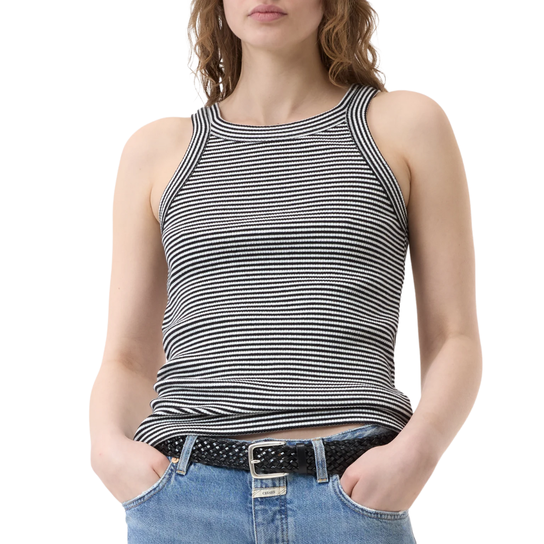 Racer Top in Ivory Stripe