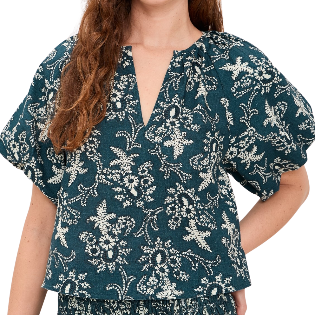 The Blythe Top in Indigo Bandana