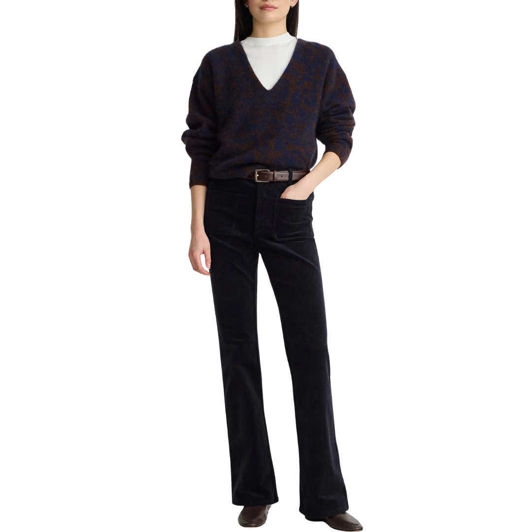 Softest Silk Cashmere V-Neck in Leo Floral Midnight