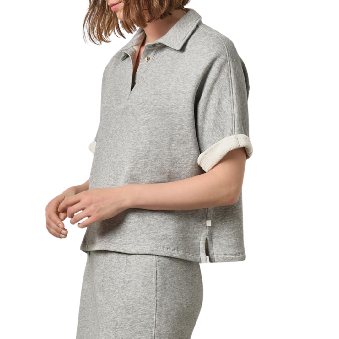 Oversized Terry Polo in Heather Grey