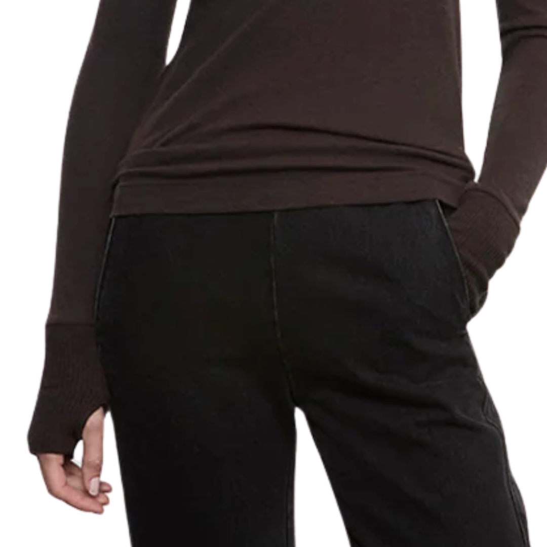 Cashmere Easy Cuffed Crew in Dark Brown