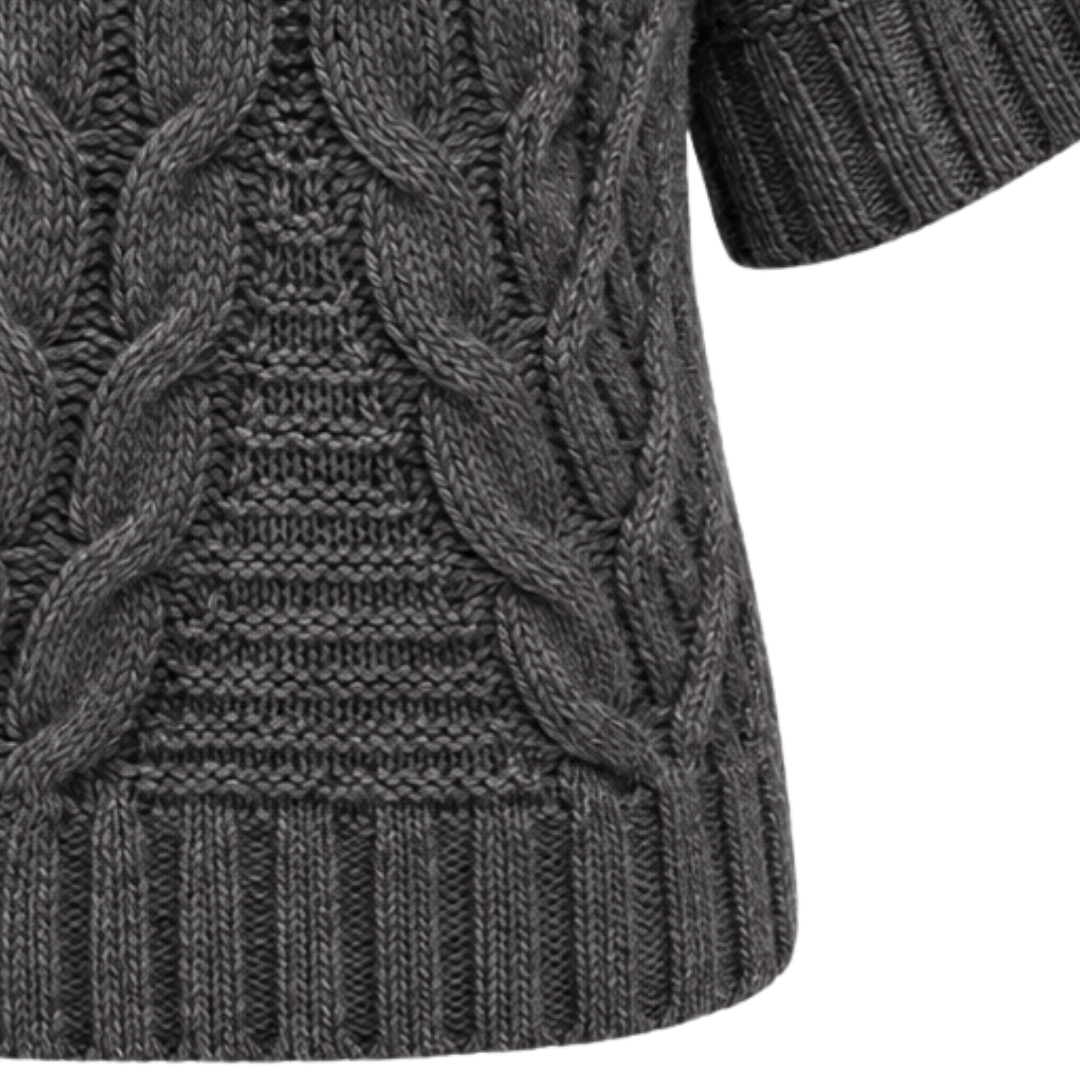 Chunky Cable Tabard Relaxed Turtleneck in Pepper