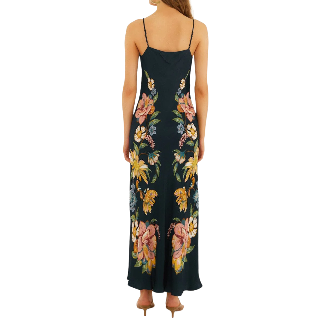 Maira Floral Maxi Dress in Dark Blue