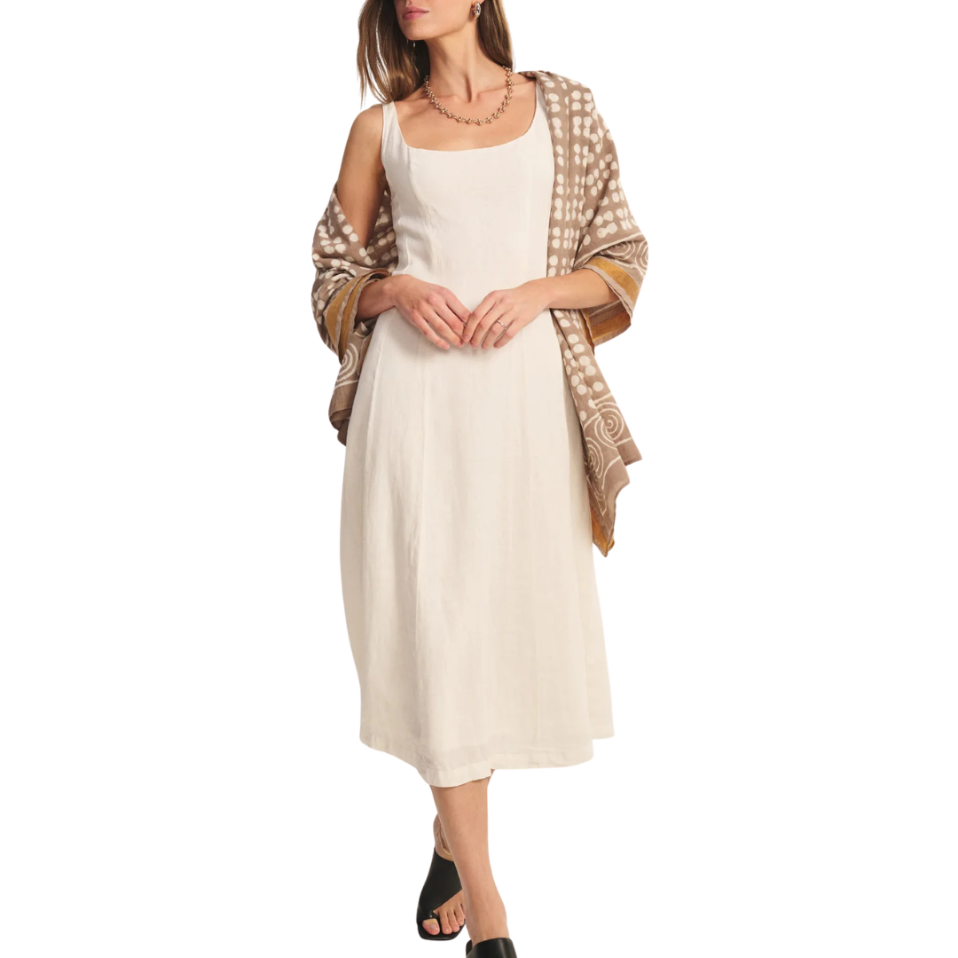 Austen Linen Dress in Chalk