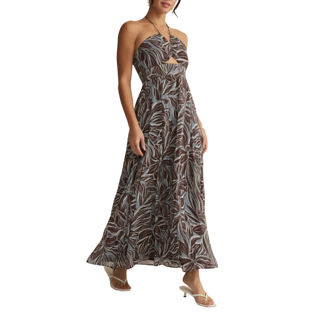Lanie Zinn Floral Maxi Dress in Chocolate Cherry