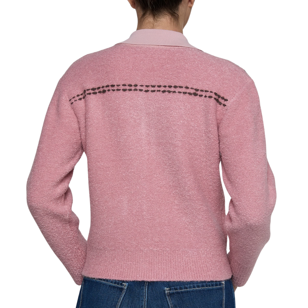 Poetry Cardigan in Mauve Rose/Dark Brown