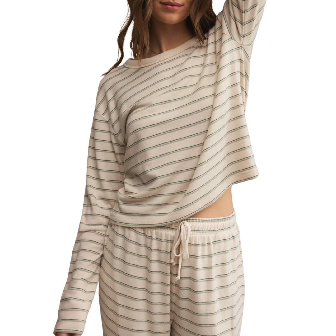 Laid Back Stripe Top in Hunter Green