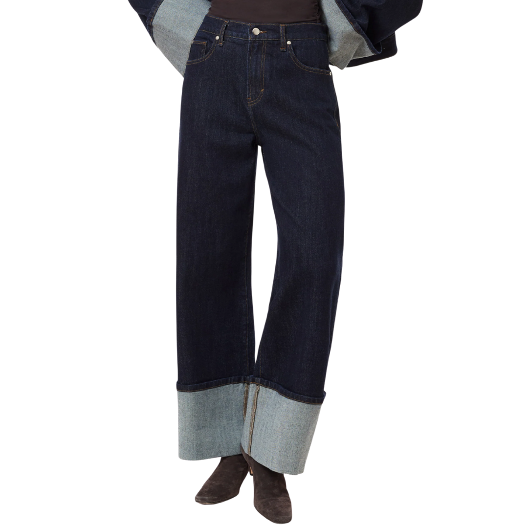 Camryn Cuffed Straight Crop Jean in Rinse